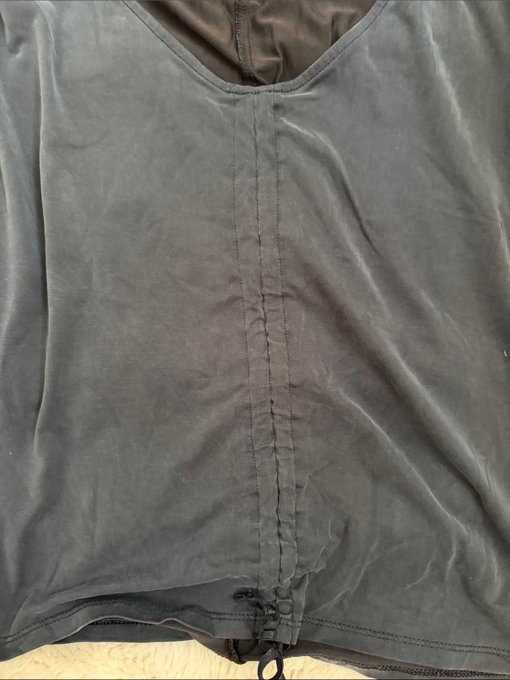 JoyLab Black V-Neck Long Sleeve Drawstring Hem Top - Picture 3 of 5
